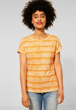 Street One Shirts*T-Shirt mit Batik Streifen sunset yellow