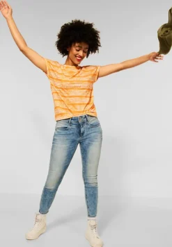 Street One Shirts*T-Shirt mit Batik Streifen sunset yellow