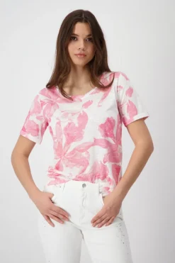 Monari Shirts*T-Shirt mit Blumen pink smoothie gemustert