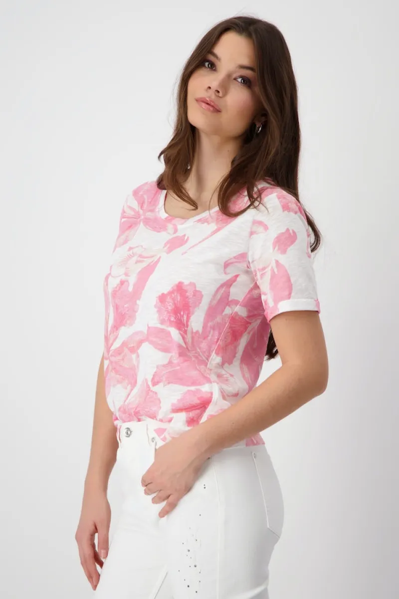 Monari Shirts*T-Shirt mit Blumen pink smoothie gemustert