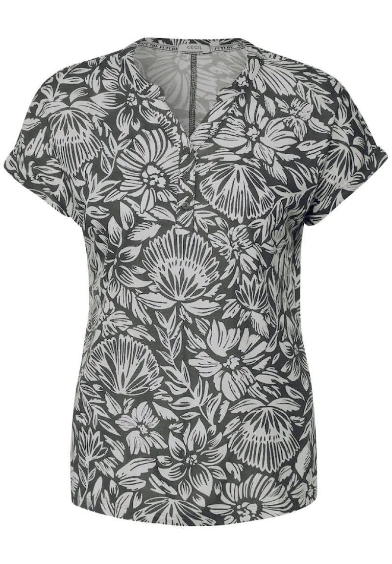 Cecil Shirts*T-Shirt mit Blumenmuster easy khaki