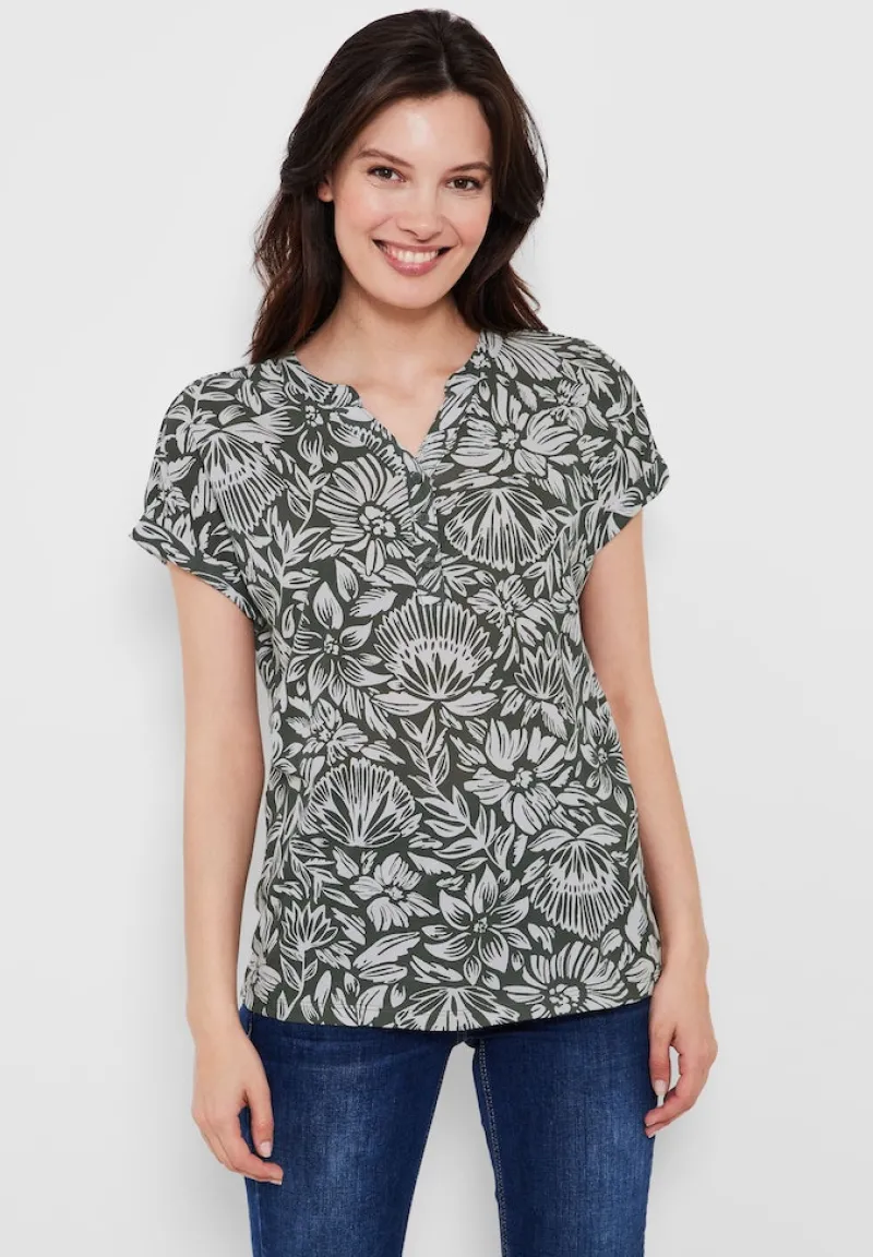 Cecil Shirts*T-Shirt mit Blumenmuster easy khaki