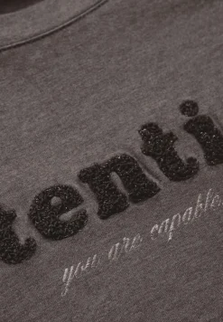 Street One Shirts*T-Shirt mit Bouclé Wording dark nomad brown mel.