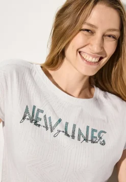 Cecil Shirts*T-Shirt mit Burn-Out Muster vanilla white