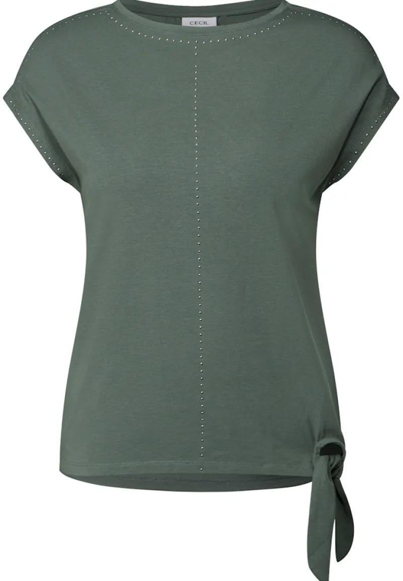 Cecil Shirts*T-Shirt mit Dekosteinen dark balmy khaki