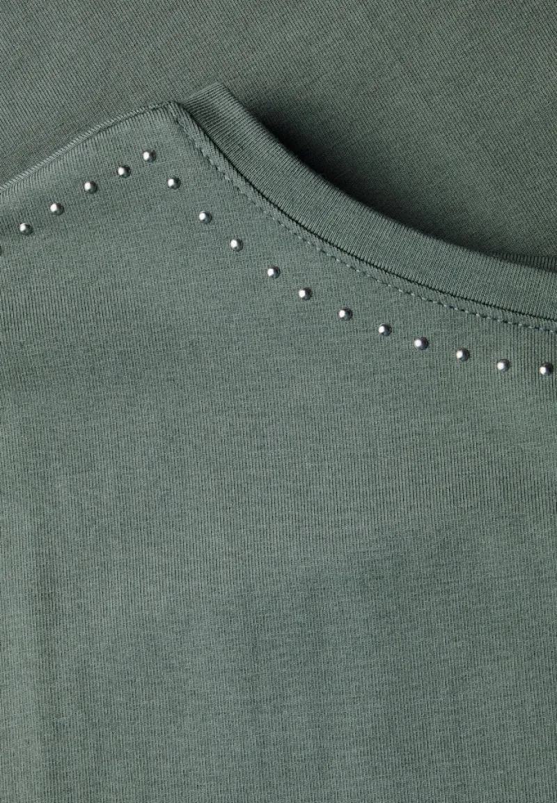 Cecil Shirts*T-Shirt mit Dekosteinen dark balmy khaki