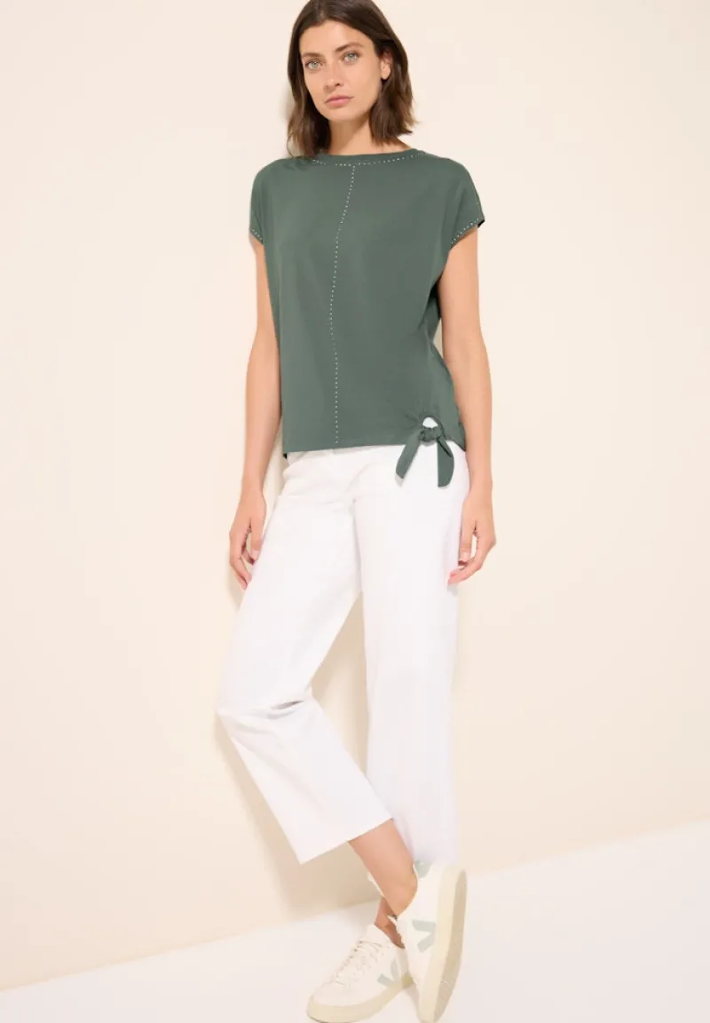 Cecil Shirts*T-Shirt mit Dekosteinen dark balmy khaki