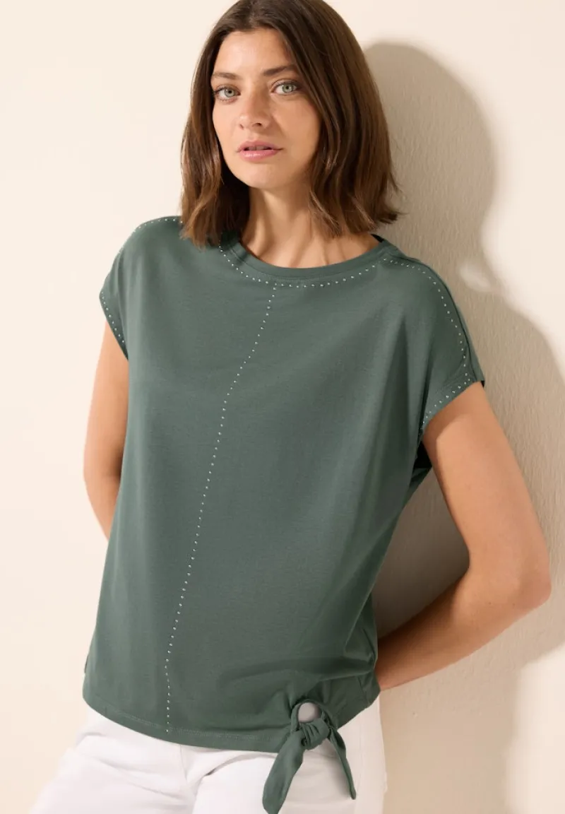 Cecil Shirts*T-Shirt mit Dekosteinen dark balmy khaki