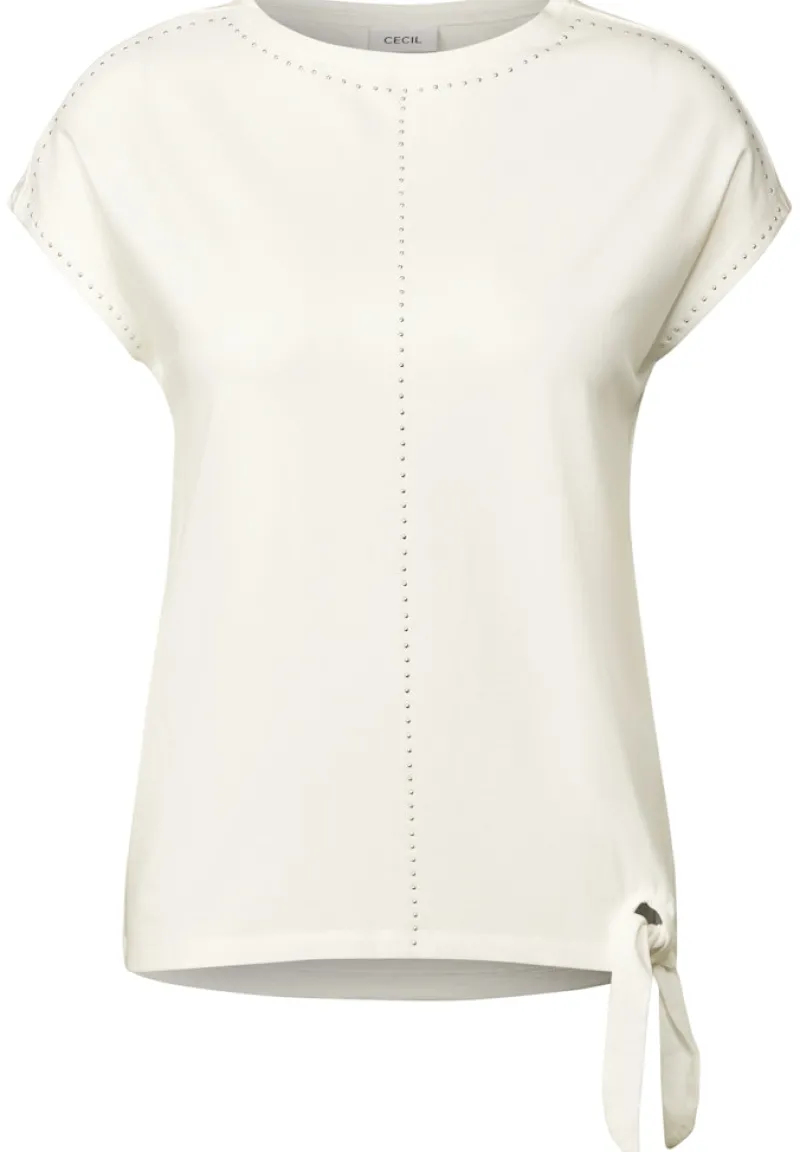Cecil Shirts*T-Shirt mit Dekosteinen vanilla white