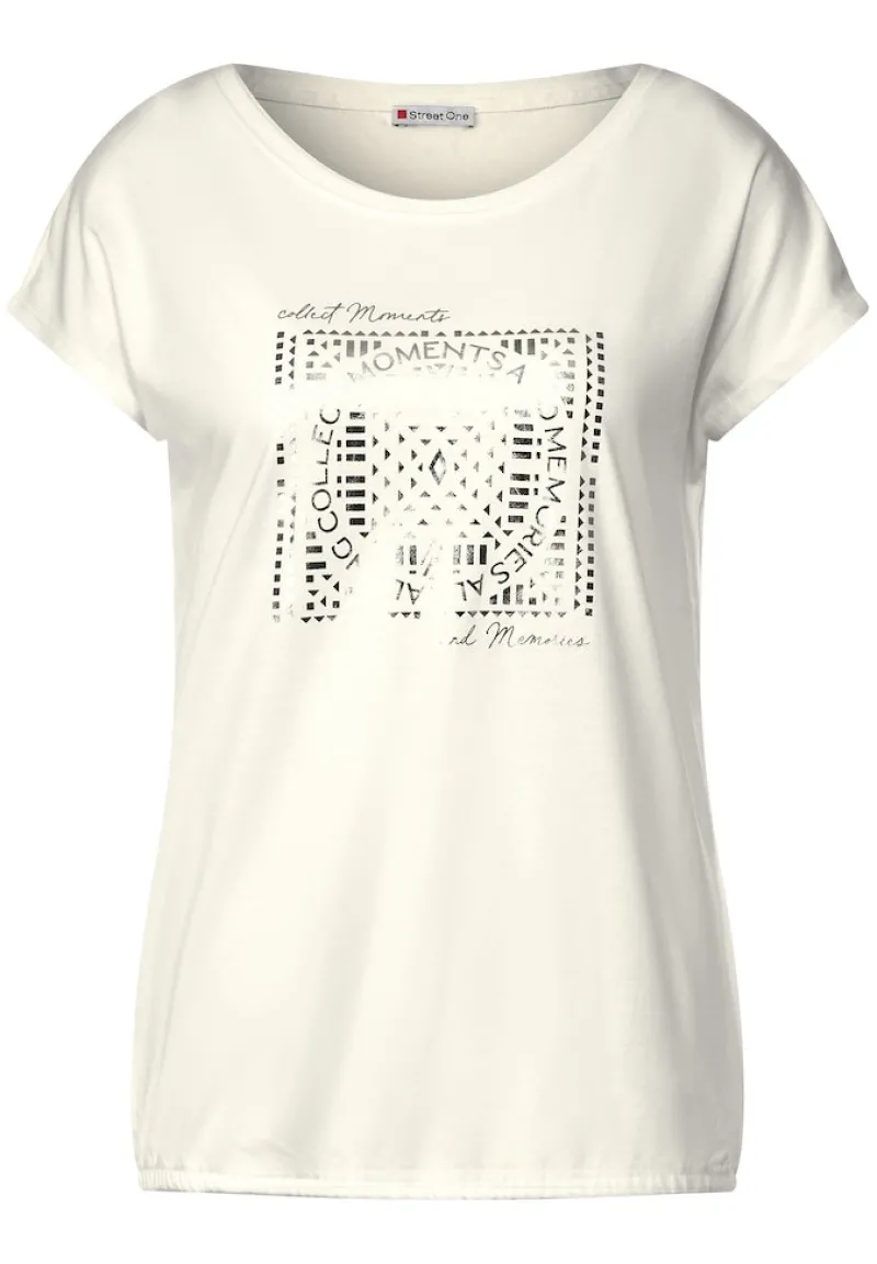 Street One Shirts*T-Shirt mit Folienprint off white