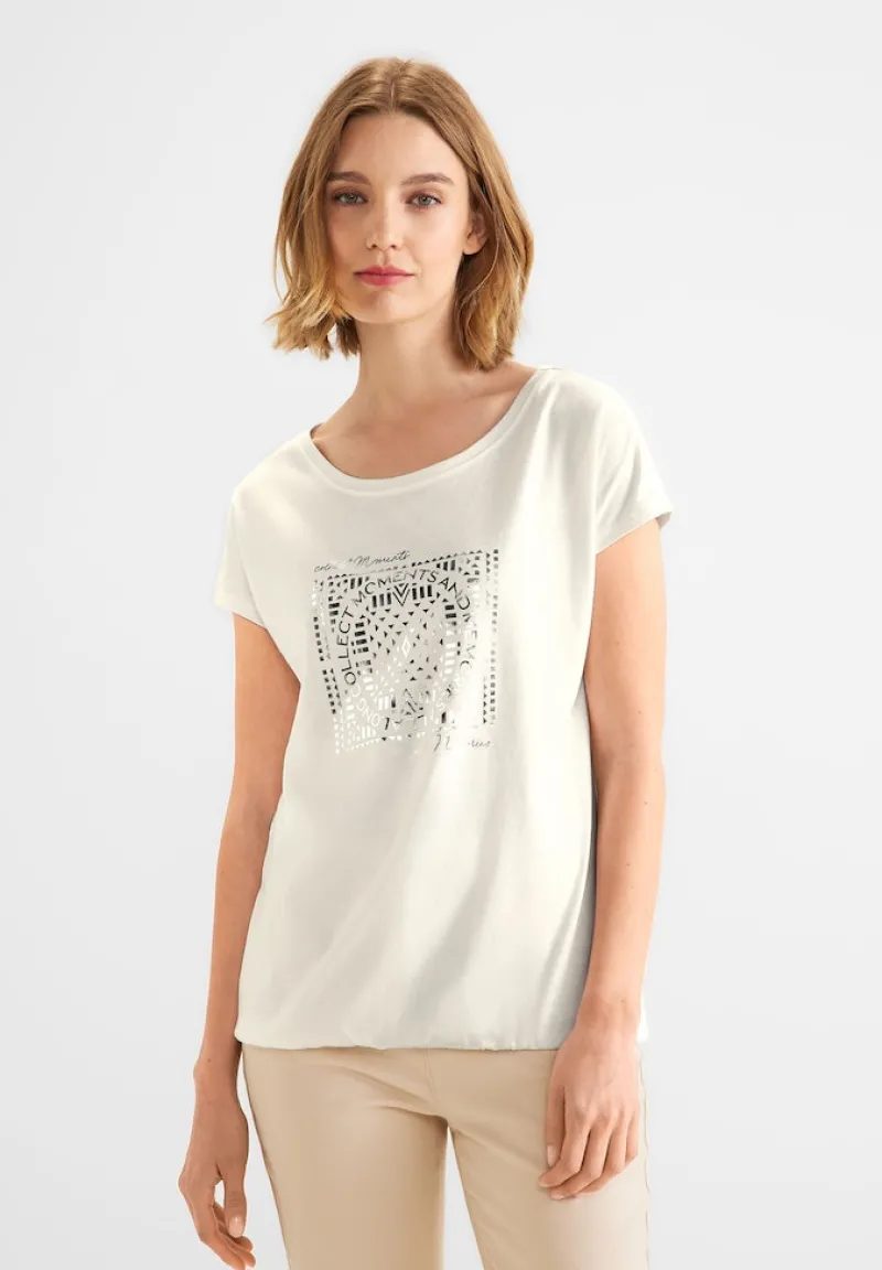 Street One Shirts*T-Shirt mit Folienprint off white