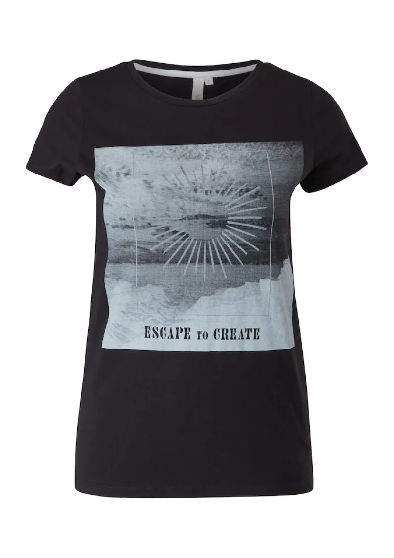 QS Shirts*T-Shirt mit Frontprint Schwarz