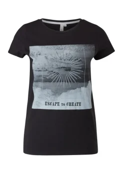 QS Shirts*T-Shirt mit Frontprint Schwarz