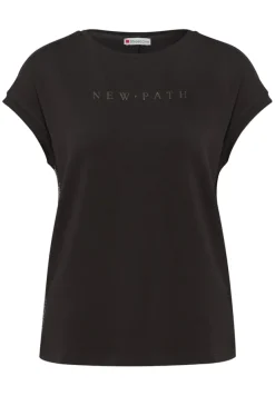 Street One Shirts*T-Shirt mit Glitzerdetails deep roast brown