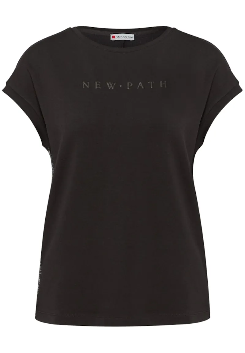 Street One Shirts*T-Shirt mit Glitzerdetails deep roast brown