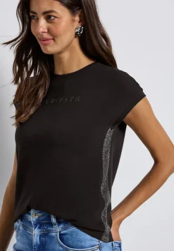 Street One Shirts*T-Shirt mit Glitzerdetails deep roast brown