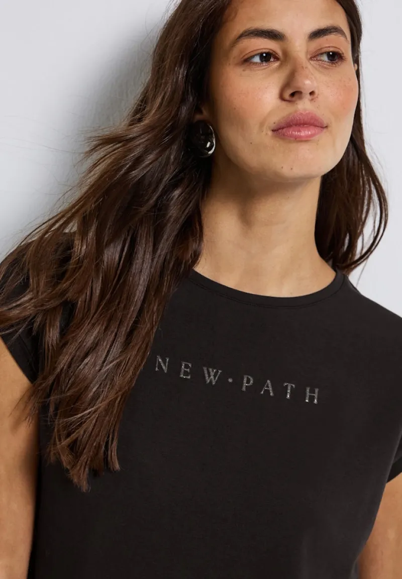 Street One Shirts*T-Shirt mit Glitzerdetails deep roast brown