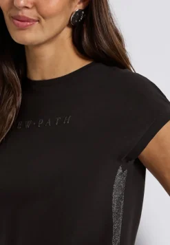 Street One Shirts*T-Shirt mit Glitzerdetails deep roast brown