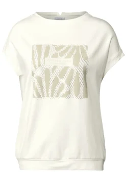 Cecil Shirts*T-Shirt mit Glitzer-Print vanilla white