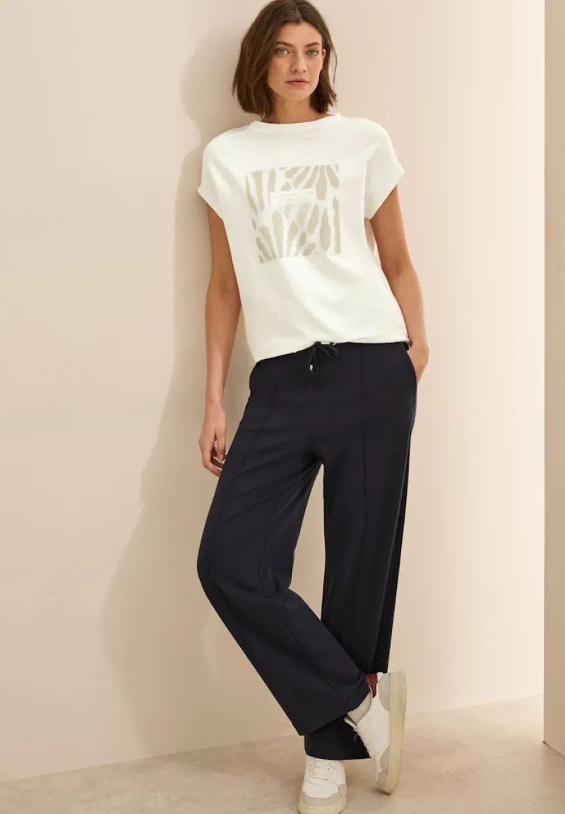 Cecil Shirts*T-Shirt mit Glitzer-Print vanilla white