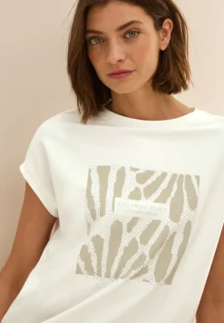 Cecil Shirts*T-Shirt mit Glitzer-Print vanilla white