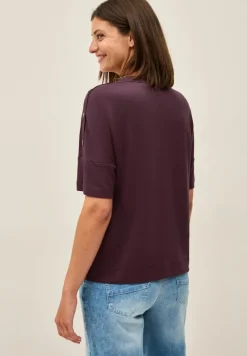 Cecil Shirts*T-Shirt mit Knopfdetail mulberry red