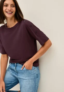 Cecil Shirts*T-Shirt mit Knopfdetail mulberry red