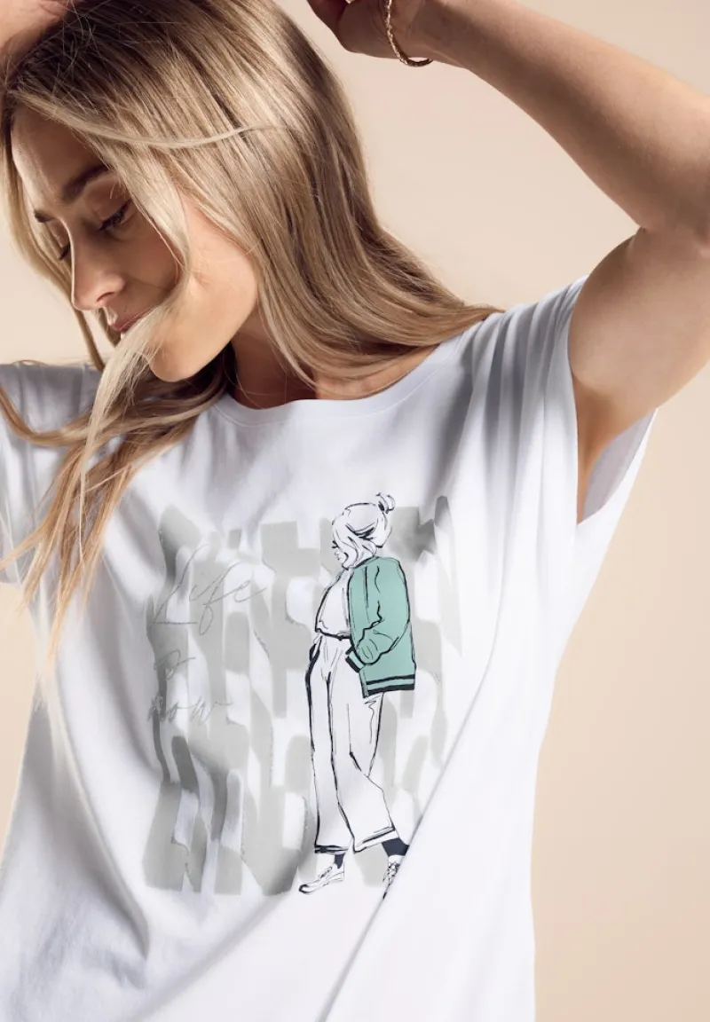 Street One Shirts*T-Shirt mit Lady Print white