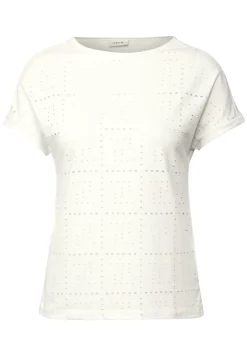 Cecil Shirts*T-Shirt mit Lochmuster vanilla white