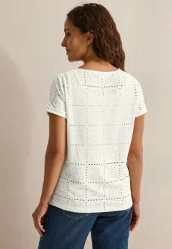 Cecil Shirts*T-Shirt mit Lochmuster vanilla white