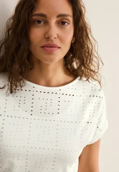 Cecil Shirts*T-Shirt mit Lochmuster vanilla white