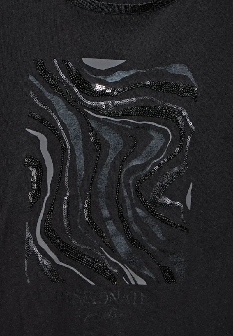 Street One Shirts*T-Shirt mit Pailetten Black