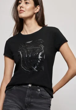 Street One Shirts*T-Shirt mit Pailetten Black