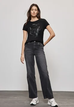 Street One Shirts*T-Shirt mit Pailetten Black