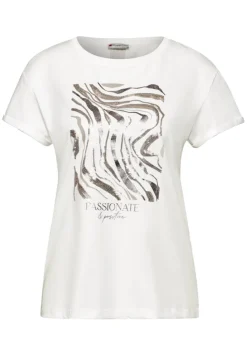 Street One Shirts*T-Shirt mit Pailetten off white
