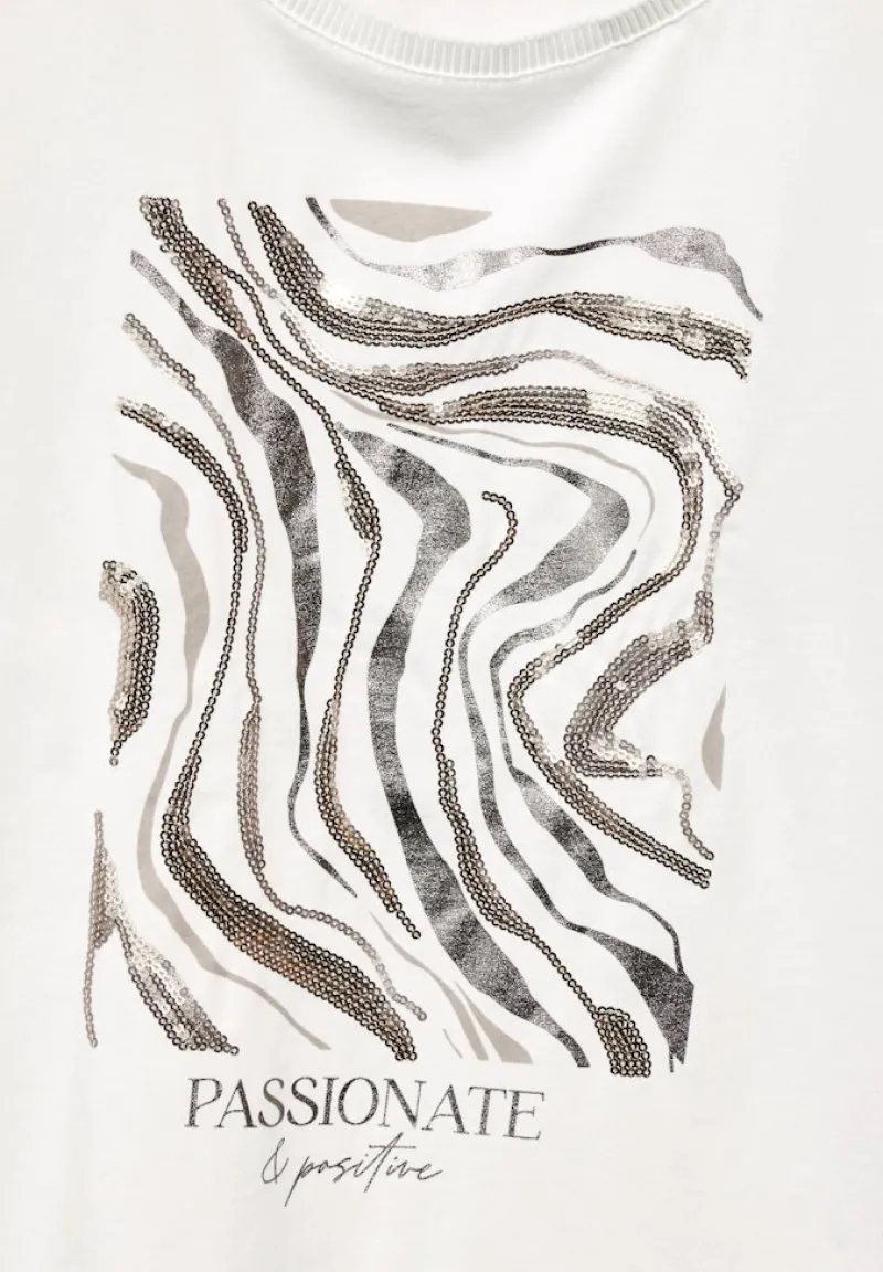 Street One Shirts*T-Shirt mit Pailetten off white