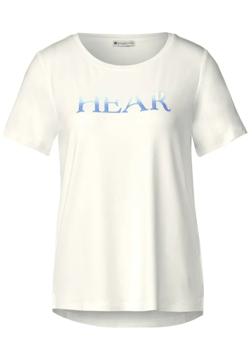 Street One Shirts*T-Shirt mit Pailletten Print off white