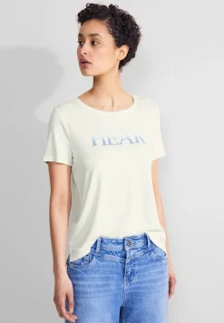 Street One Shirts*T-Shirt mit Pailletten Print off white