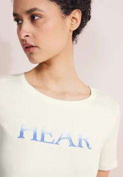 Street One Shirts*T-Shirt mit Pailletten Print off white