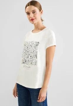 Street One Shirts*T-Shirt mit Paillettendetail off white