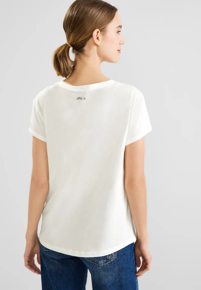 Street One Shirts*T-Shirt mit Paillettendetail off white