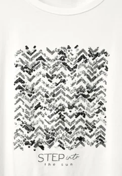 Street One Shirts*T-Shirt mit Paillettendetail off white