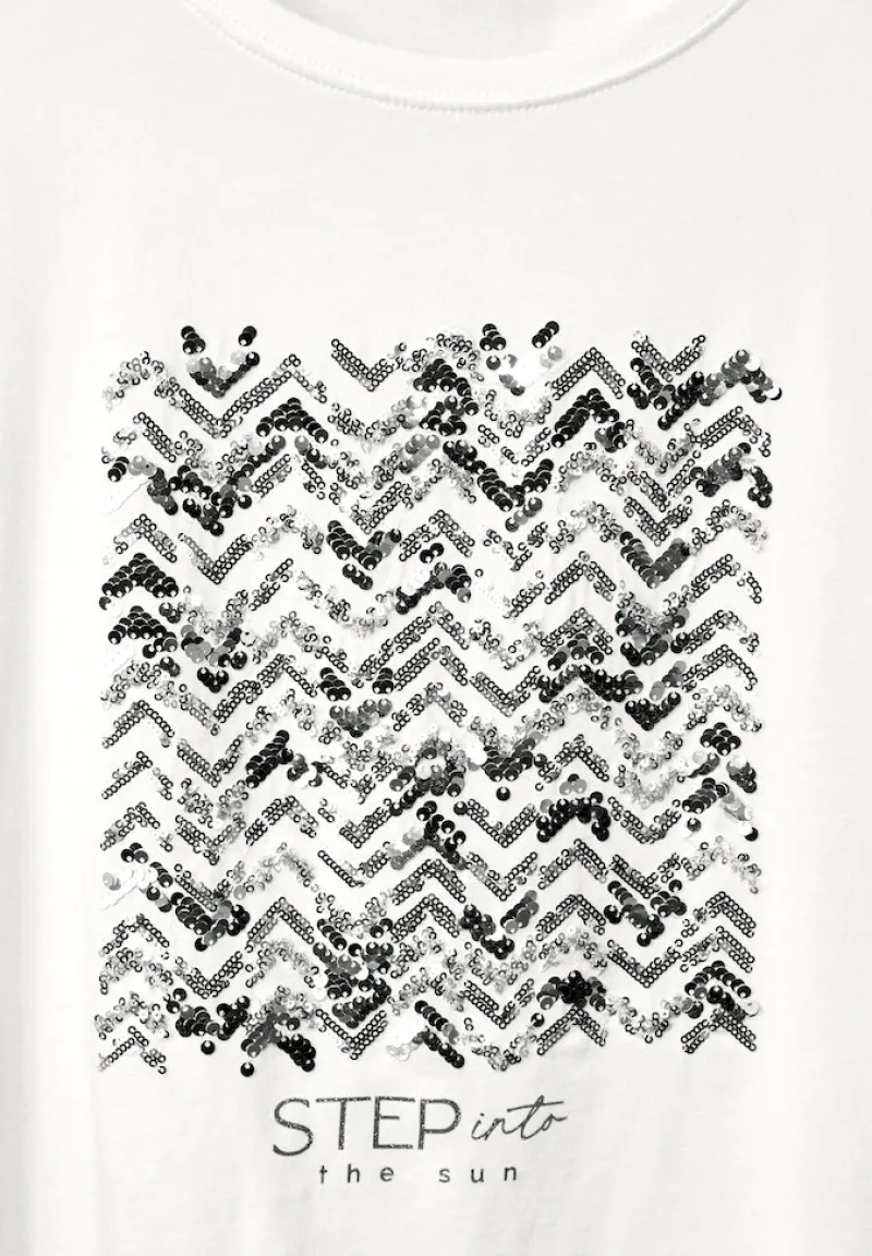 Street One Shirts*T-Shirt mit Paillettendetail off white