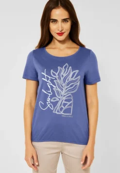 Street One Shirts*T-Shirt mit Partprint lake blue