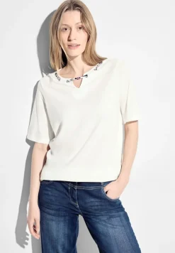 Cecil Shirts*T-Shirt mit Print Detail vanilla white