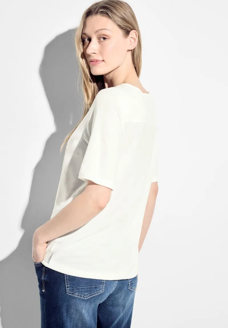 Cecil Shirts*T-Shirt mit Print Detail vanilla white