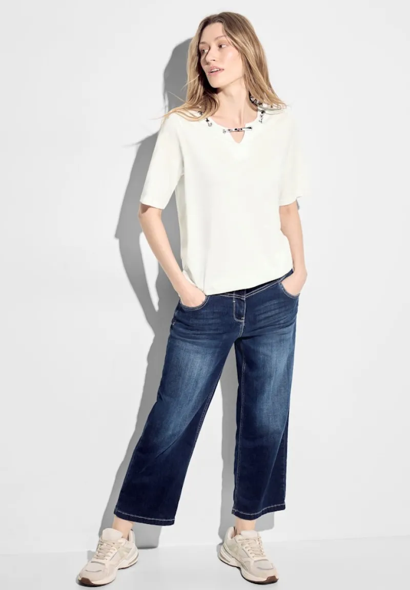 Cecil Shirts*T-Shirt mit Print Detail vanilla white