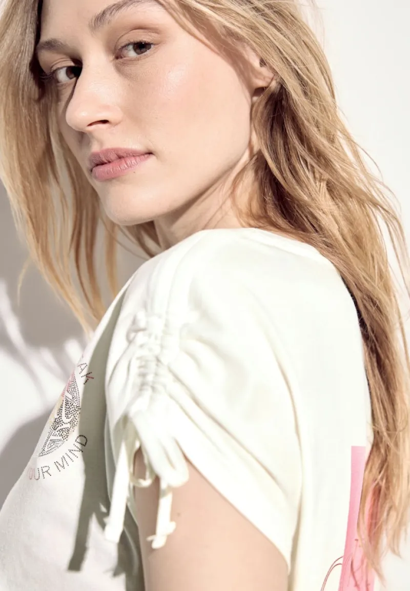 Cecil Shirts*T-Shirt mit Raffung vanilla white