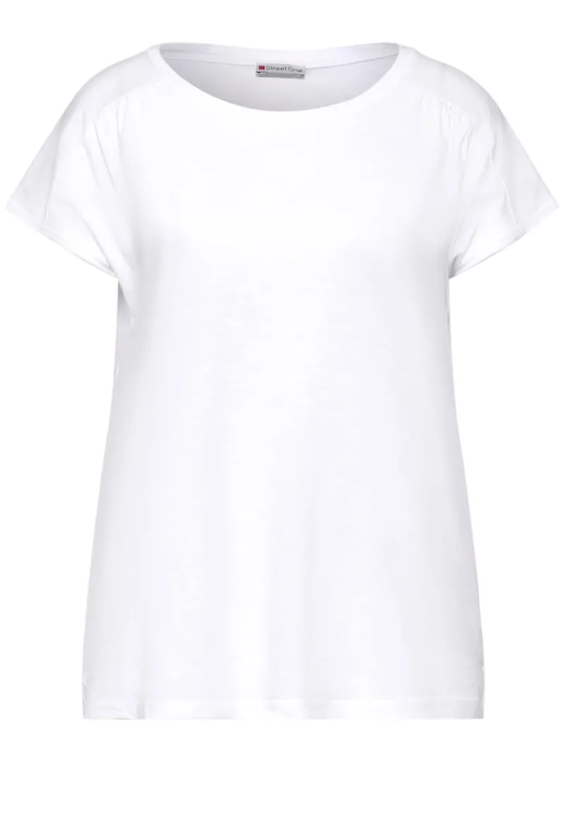 Street One Shirts*T-Shirt mit Raffung white