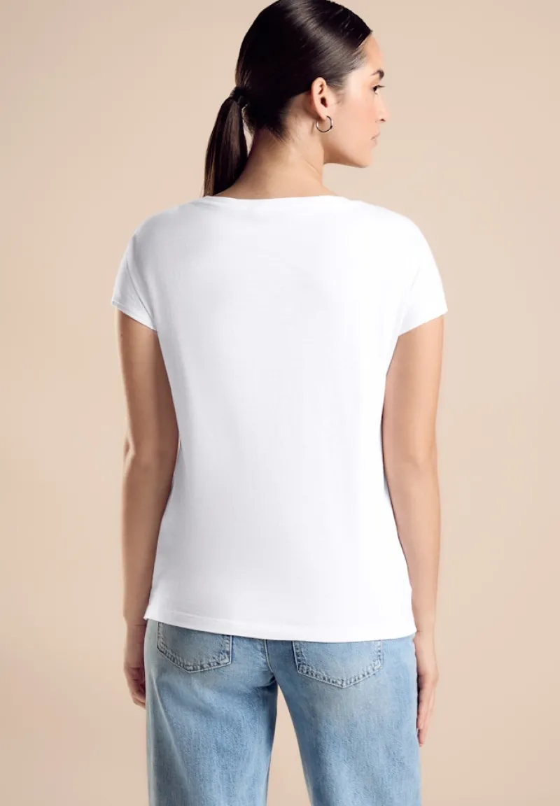 Street One Shirts*T-Shirt mit Raffung white